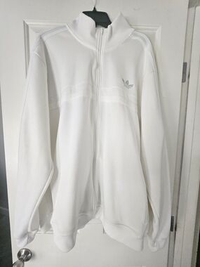 Adidas Men's 3XL White Full-Zip Trefoil Track Jacket